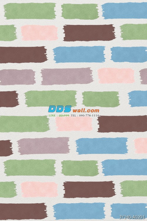 JSUR15-70 ลายก้อนอิฐหลากสี สีเขียว-น้ำตาล