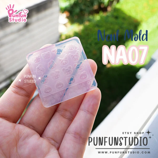 NA 07 Cutie Kitty / Nail Decoration Mold / Clear Mold for UV Resin / Thickness 0.3 - 0.5 mm / Silicone Mold