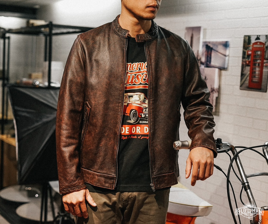 เสื้อหนังแท้ Night Road (น้ำตาล) (กรุณาสอบถามไซส์ก่อนสั่งซื้อ)