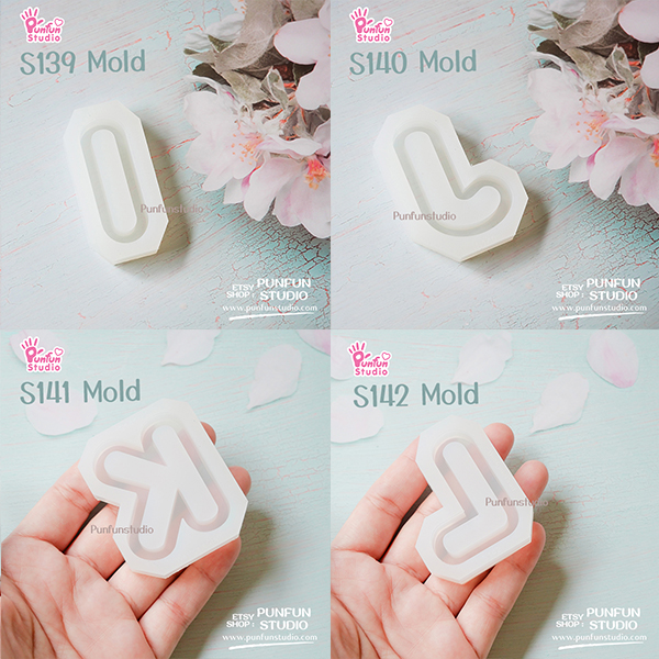 S131-156 Mold Set / Alphabet Shaker Mold / A-Z 26 pieces / Silicone Mold