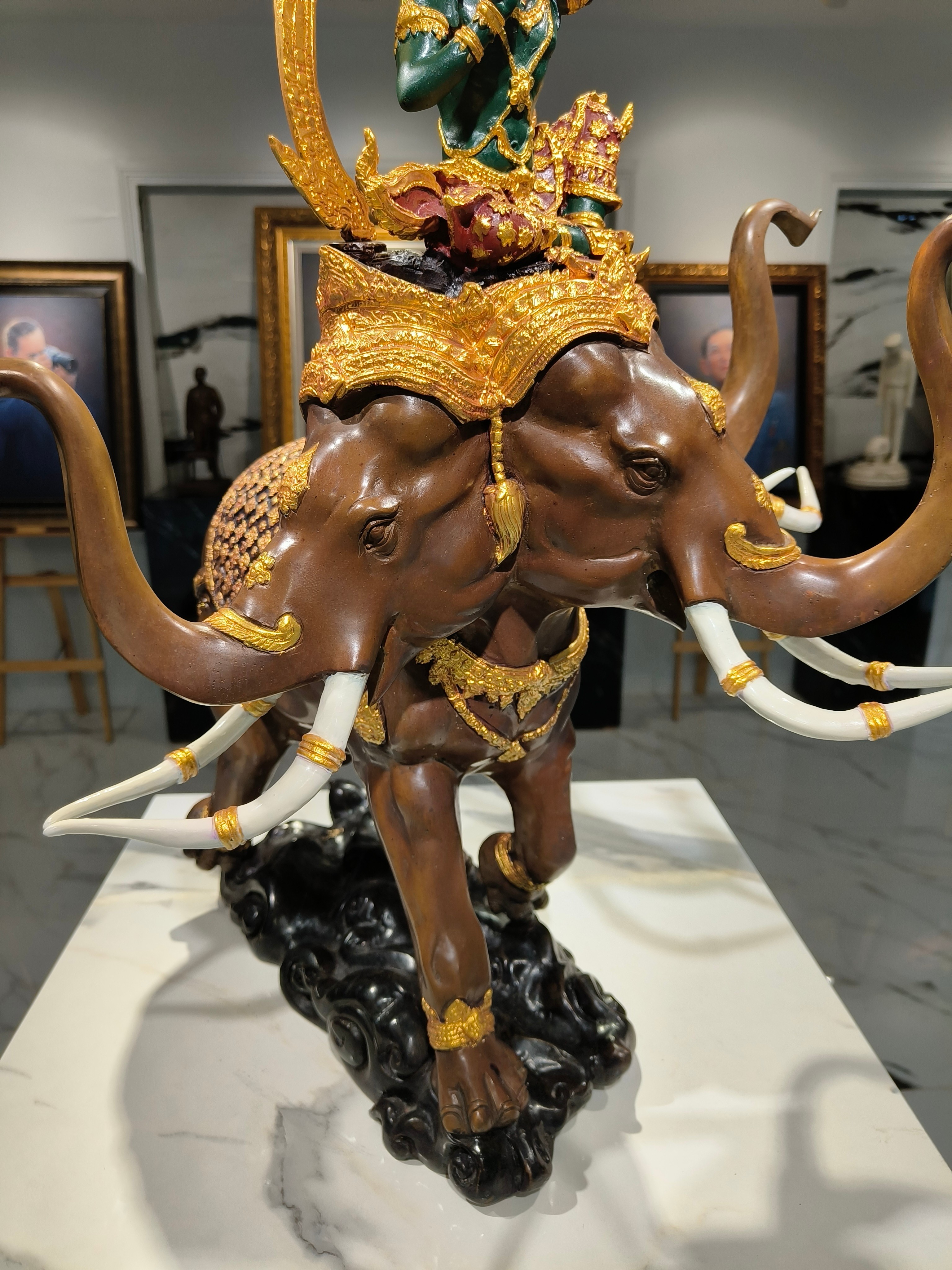 รูปหล่อ พระอินทร์ทรงช้างเอราวัณ สูง 27 นิ้ว