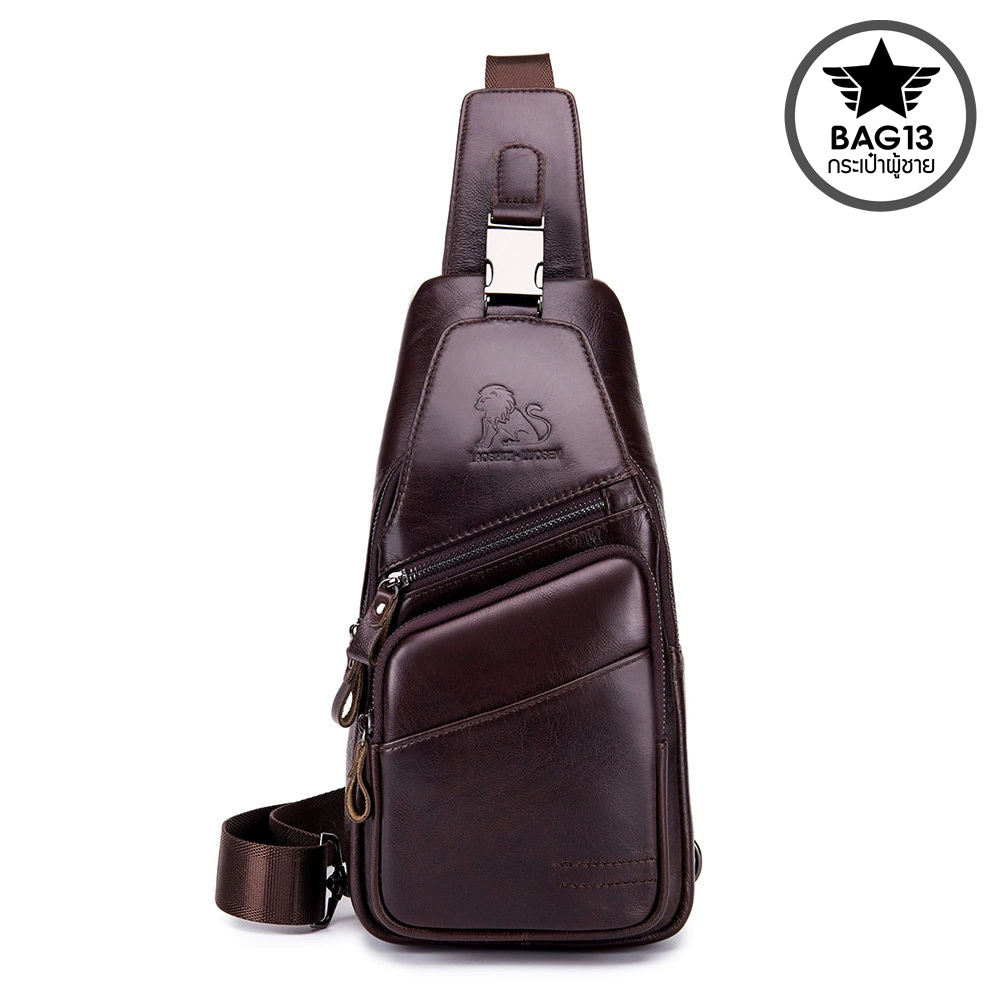 กระเป๋าคาดอกผู้ชาย หนังแท้100% พกพาสะดวก ใส่สมุด ใส่ iPad และของใช้ส่วนตัวได้ CODE:B042