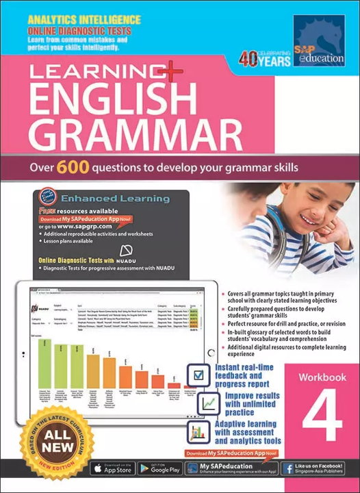 แบบฝึกหัดภาษาอังกฤษ Grammar ป.4 Learning+ English Grammar Workbook 4