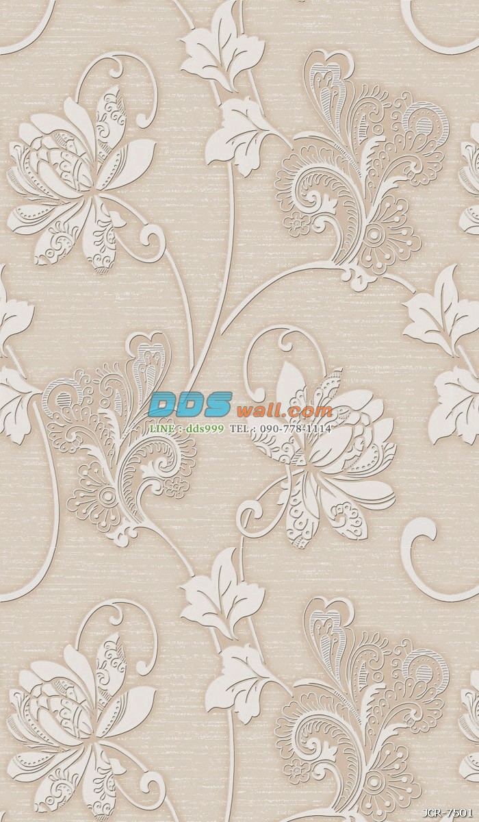 JCOE15-30 ลายดอกไม้ สีน้ำตาลครีม