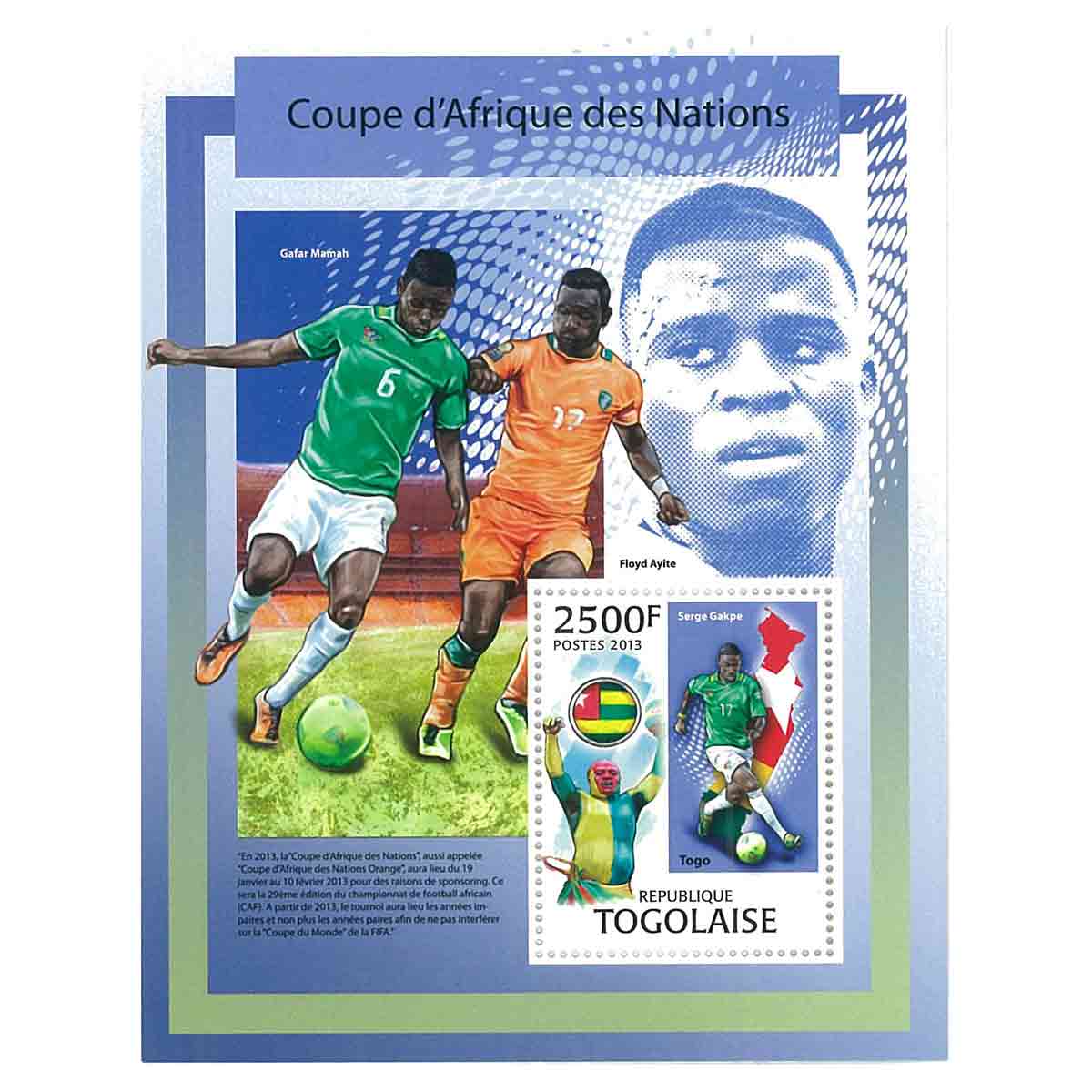 Togo Stamp, 2013 Africa Cup of Nations, Football, Soccer S/S