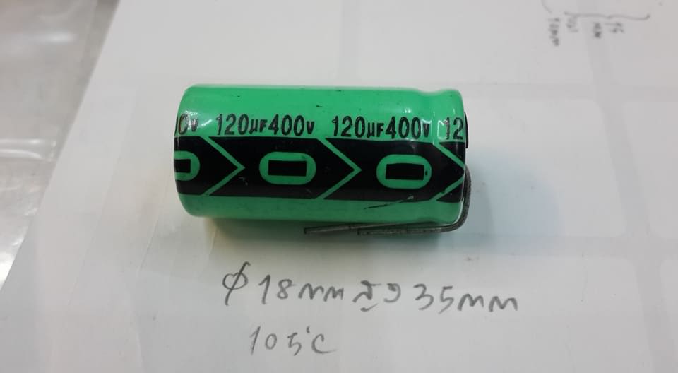 C120UF450VDC105Cขาลวดเส้นผ่านศูนย์กลาง18มมสูง35มมคาปาซิเตอร์อิเลคโครไลท์CAPACITOR ELECTROLYTIC VDC(18x35mm)
