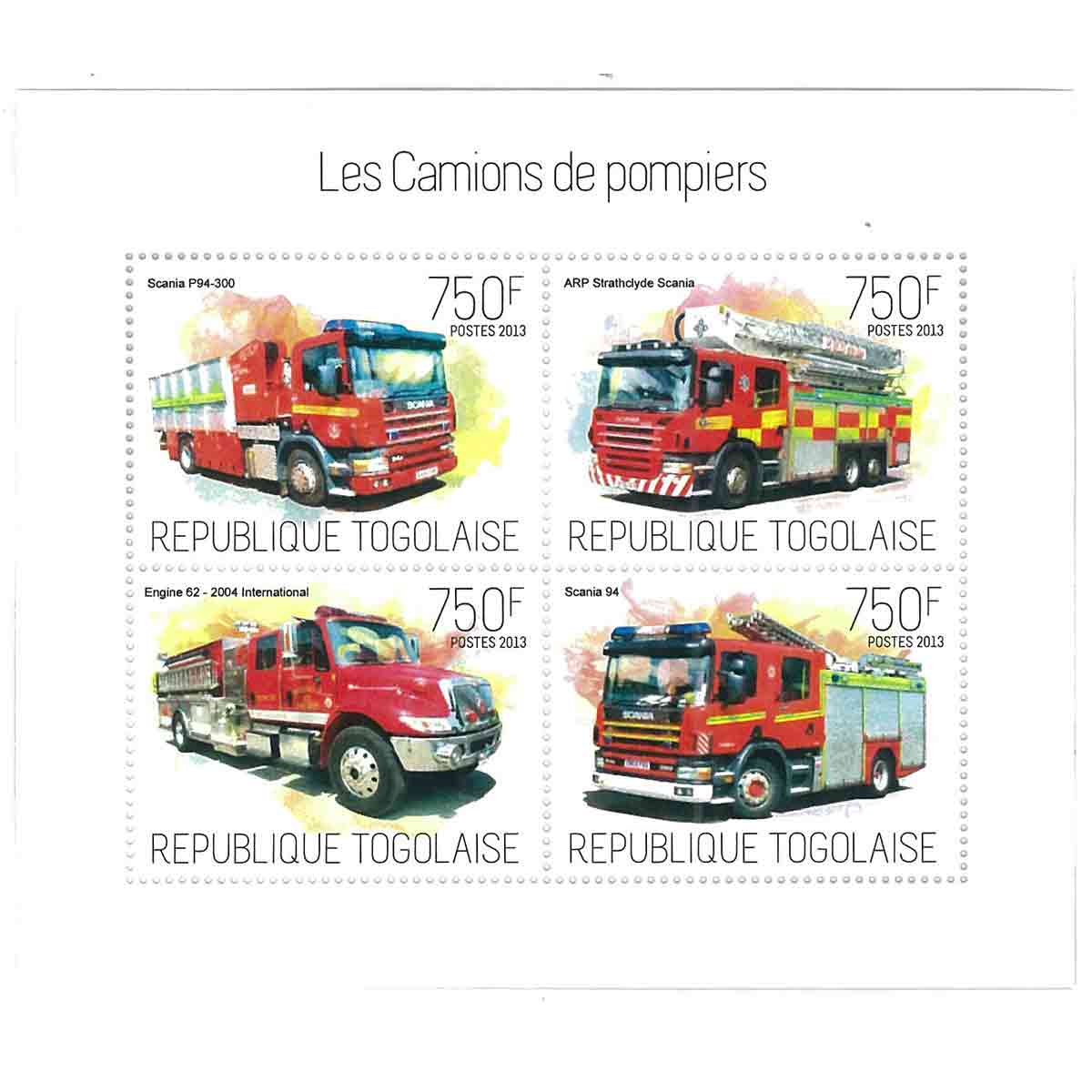 Togo Stamp, 2013 Fire Trucks, Car