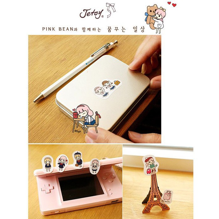 MUISUNGSHOP สติ๊กเกอร์ pink bean ลายการ์ตูน พร้อมส่งไทย