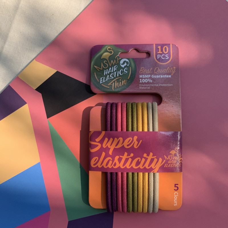 MUISUNGSHOP ยางรัดผมอย่างดี สไตล์เกาหลี super elastic เส้นใหญ่ ไม่ขาดง่าย 10ชิ้น / 5 สี