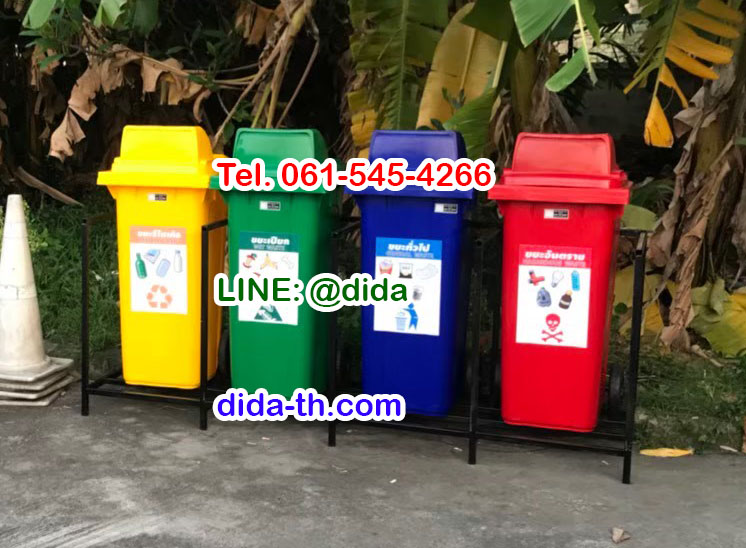 แท่นวางถังขยะ กทม. 240 ลิตร ขนาด 2 ช่อง ไม่มีป้ายแผงหลัง