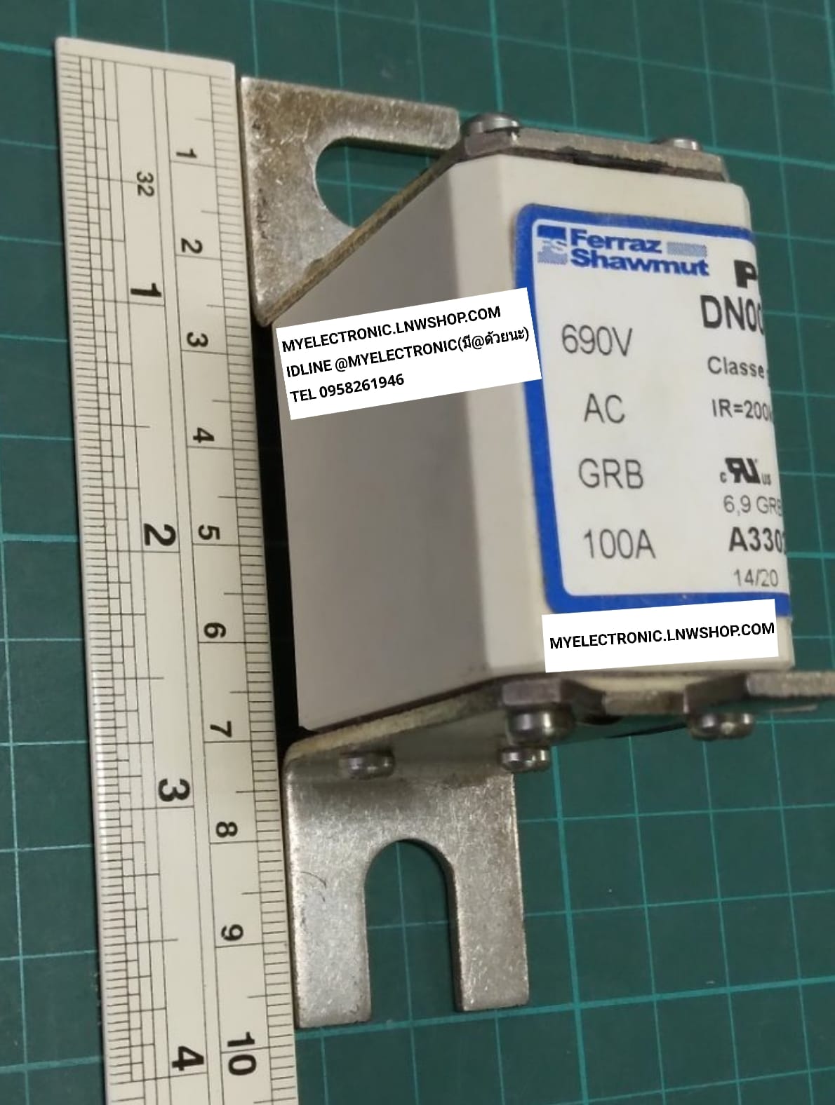 ขาย ฟิวส์100A690V FUSE ฟิวส์ 100A 690V ยี่ห้อ FERRAZ DN00GB69V100L ของแท้ ราคาตัวละ บาท