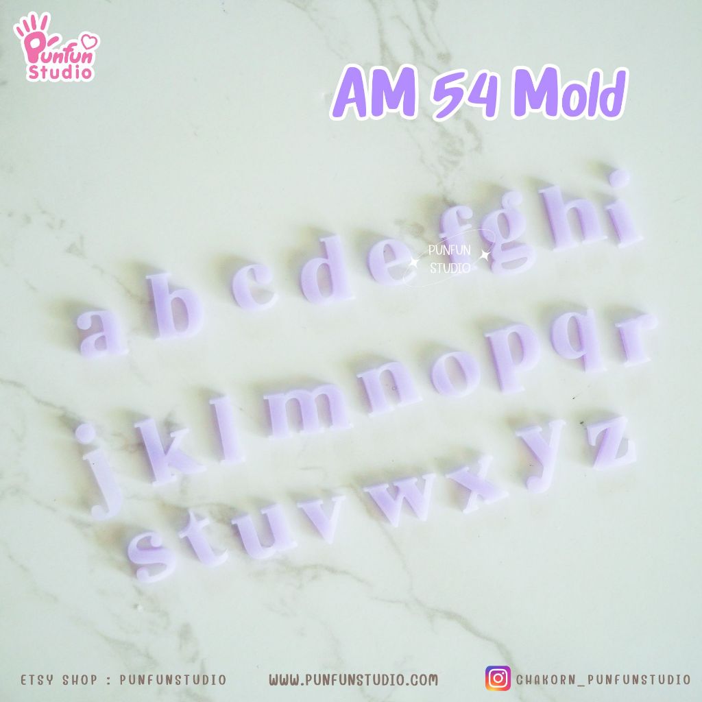 แม่พิมพ์ตัวอักษร AM 53-55 Mold / Height 1.1-1.5 cm หนา 2 mm / แม่พิมพ์ซิลิโคน