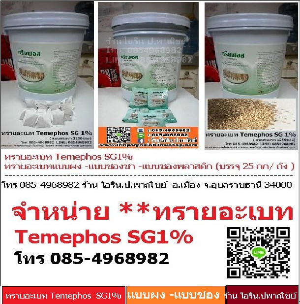 ทรายอะเบท ทรายอะเบทกำจัดลูกน้ำยุงลาย ทรายอะเบท temephos SG1% ( 25 กก / ถัง) มีทั้ง แบบผง -แบบชองชา -แบบซองพลาสติก