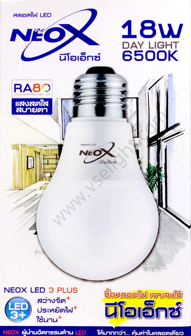 หลอด LED Bulb 18W NEOX ขั้ว E27 แสง Daylight 6500K Warmwhite 3000K