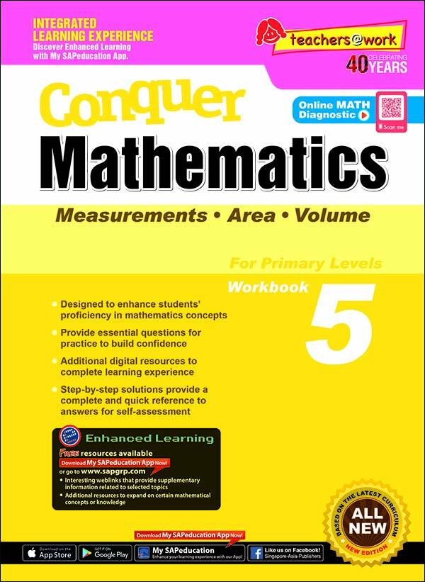 Conquer Mathematics (Measurements • Area • Volume) For Primary Levels Workbook 5