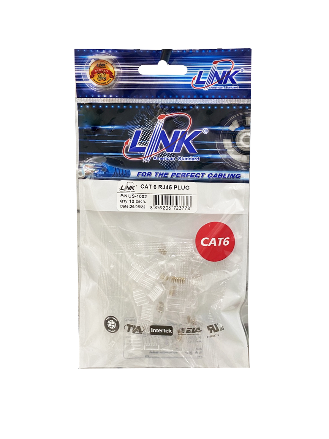 หัวแลน CAT6 RJ45 PLUG / LINK ขนาดบรรจุ 10/pack