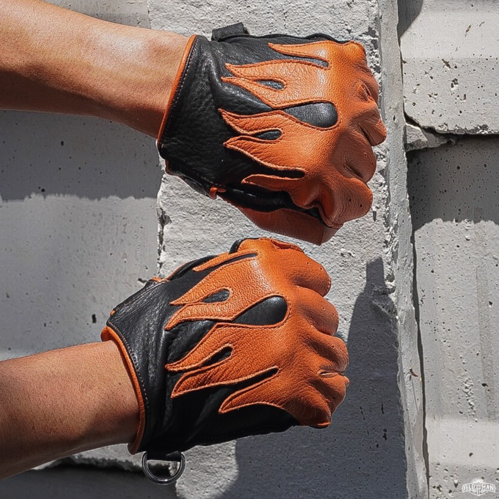 Hellway Glove ครึ่งนิ้วหนังกวางแท้ สีส่ม-ดำ (กรุณาสอบถามไซส์ก่อนสั่งซื้อ)