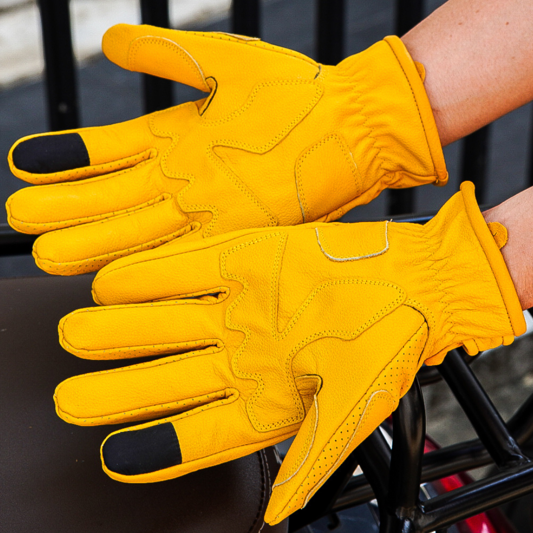ถุงมือหนังวัว King ride สีเหลือง (สอบถามไซส์ก่อนสั่งซื้อ)