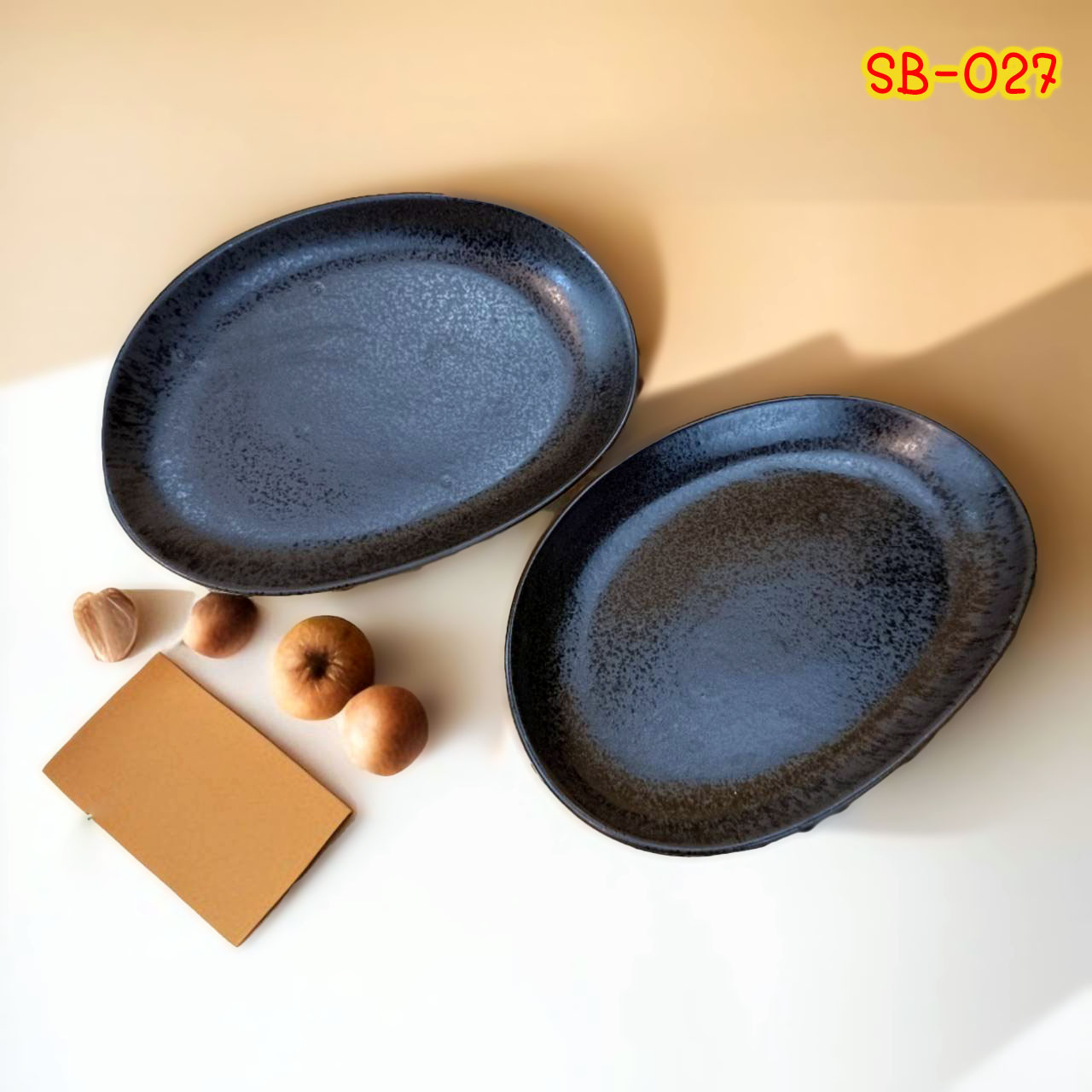 จานเซลามิค วงรี ทรงเบี้ยว SB-027 EGO ( 1 ใบ )
