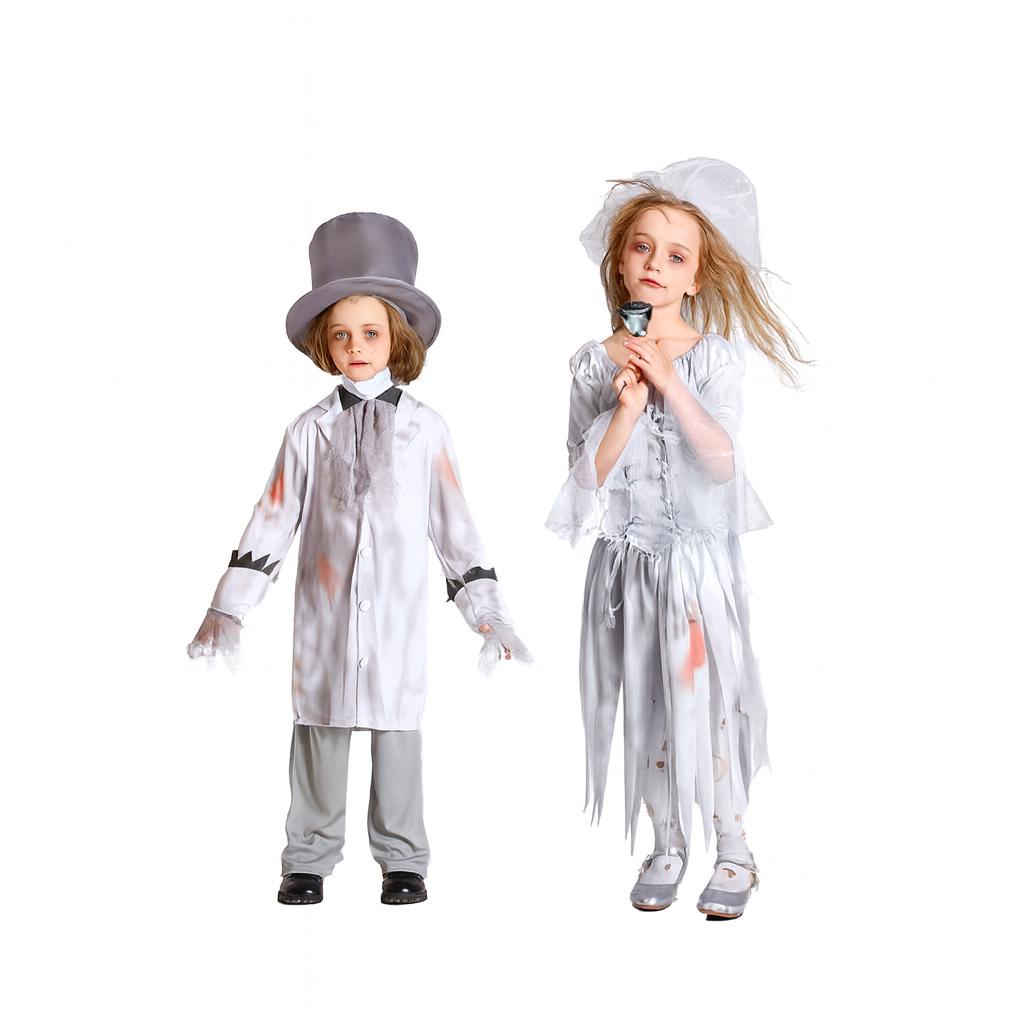 7C391 ชุดเด็ก ชุดผีเจ้าบ่าว ชุดผีเจ้าสาว ชุดคู่ผีแต่งงาน Ghost Wedding Halloween Costume