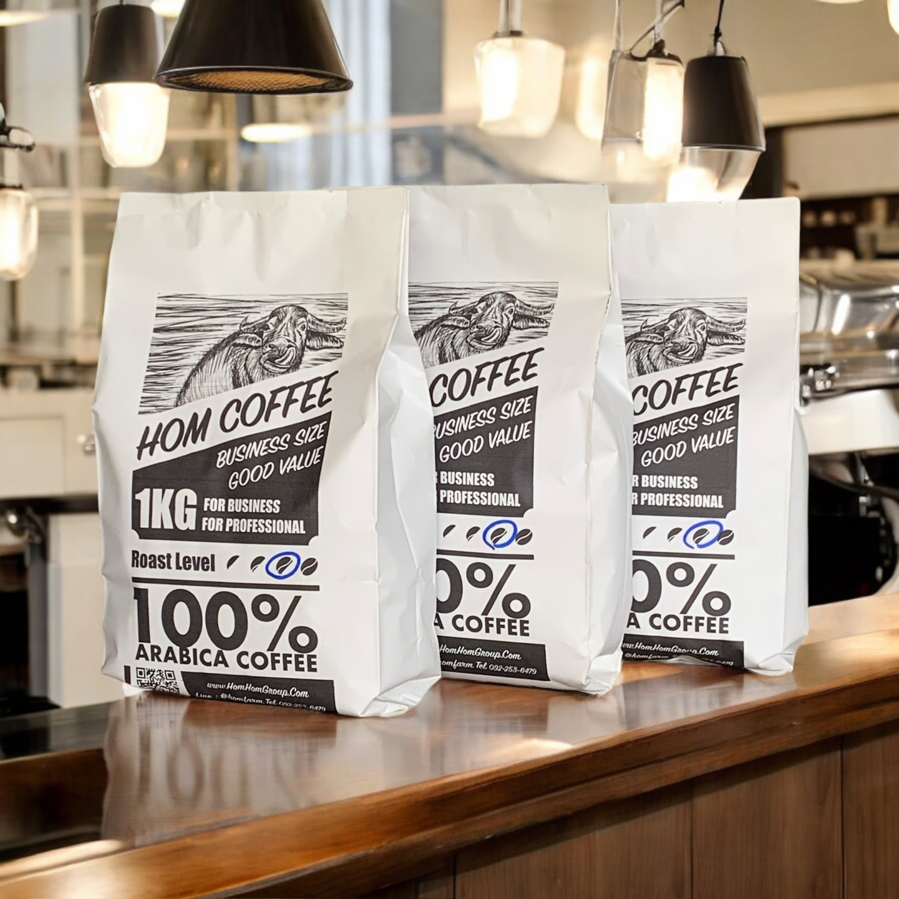 ขายส่ง กาแฟคั่วพร้อมบด ถุงละ 1 กิโลกรัม ( แพ็ค 1 , 3 , 5 กก. ) สำหรับร้านกาแฟ สำนักงาน โรงแรม อาราบิก้า 100% ราคาถูก พร้อมขาย กลิ่นหอม จากหอมฟาร์ม