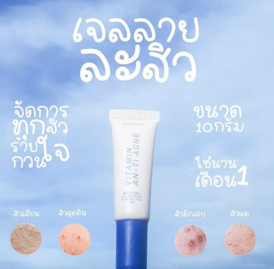 Vitamin an-ti acne Founderskin เจลแต้มสิว 10g.