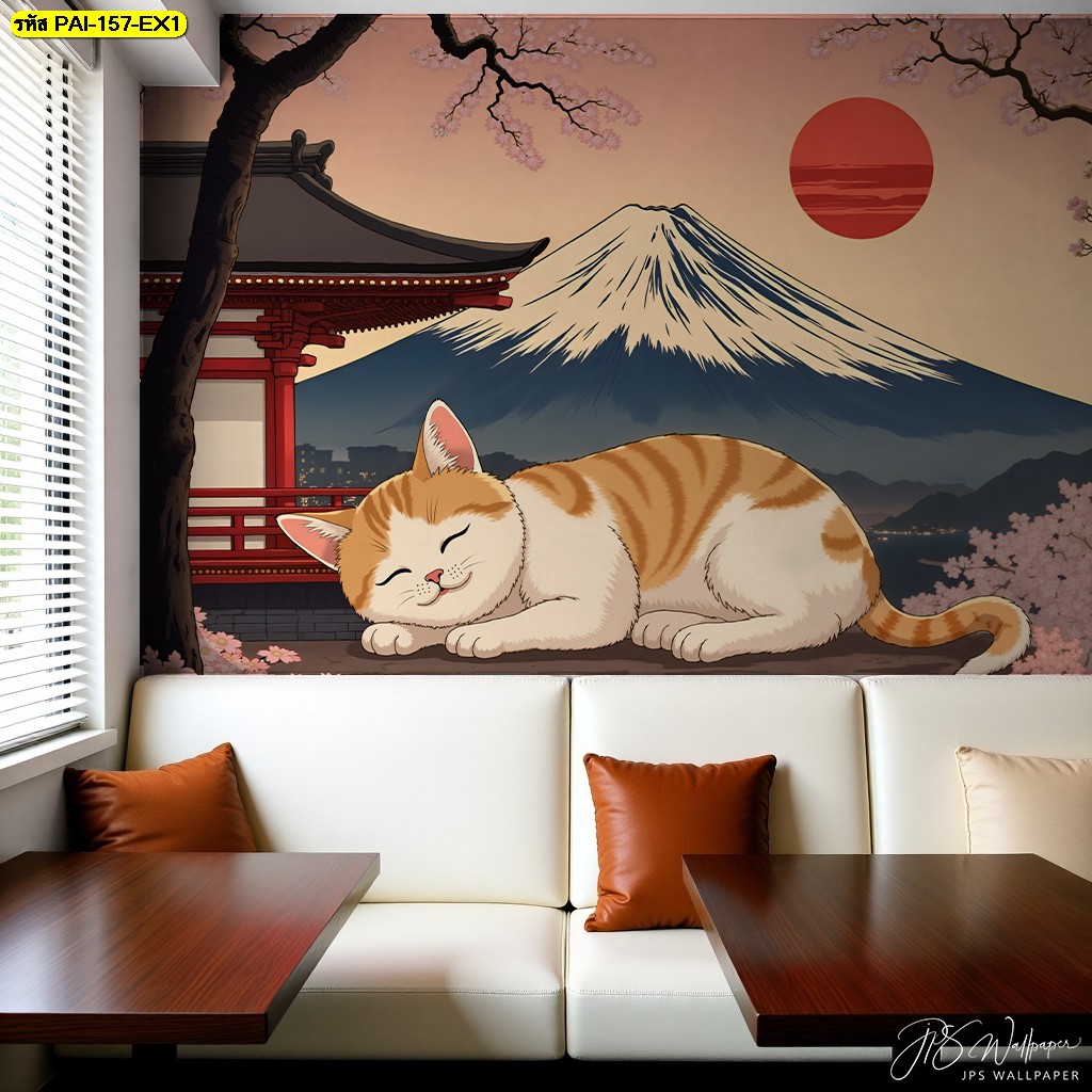 วอลเปเปอร์แมวญี่ปุ่น ช่วยสร้างบรรยากาศร้านอาหารให้น่านั่ง