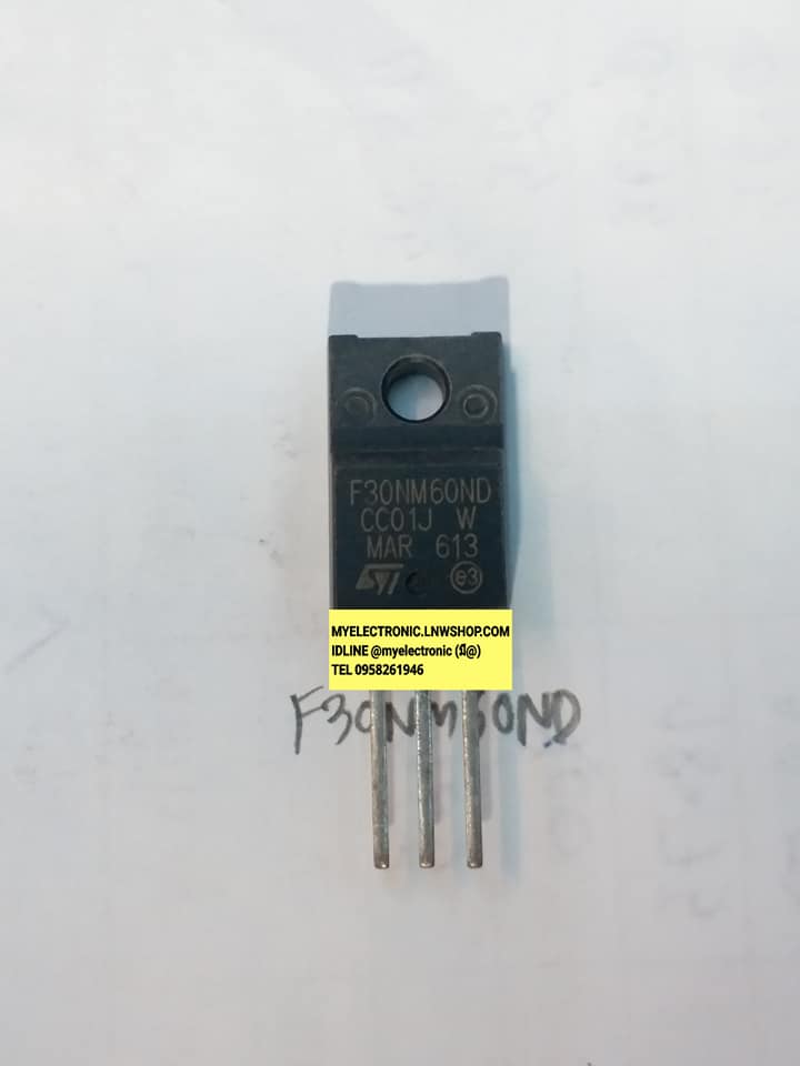 F30NM60NDตัวถังTO-220Fยี่ห้อST SGS-THOMSANราคาตัวละบาทสนใจสินค้ารายการนี้ติดต่อIDLINE @myelectronic (มี@)