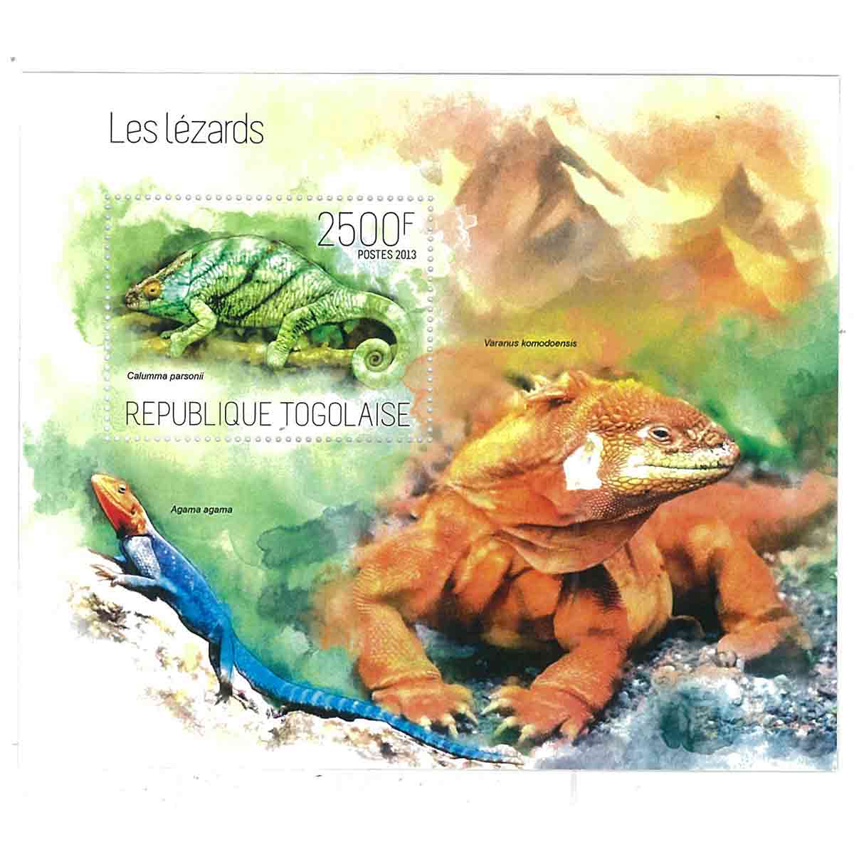 Togo Stamp, 2013 Lizards, Wildlife, Animals S/S