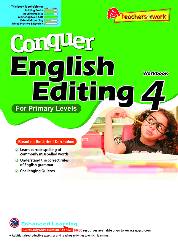แบบฝึกหัดแก้ไขคำภาษาอังกฤษ ป.4 Conquer English Editing For Primary Levels Workbook 4