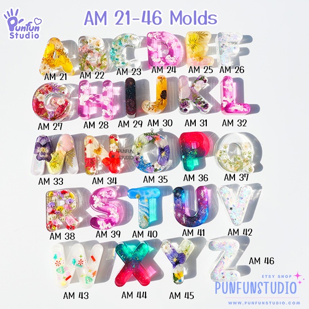 แม่พิมพ์ตัวอักษร AM 21-46 A-Z Alphabet Molds / สูง 3.7-3.9 cm / หนา 10 mm