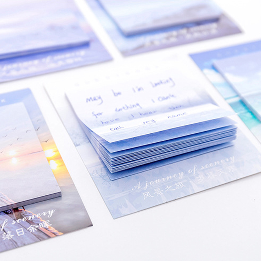 MUISUNGSHOP (1 ชิ้น) โพสอิท Stickynote กระดาษโน๊ต ลายธรรมชาติ ทิวทัศน์