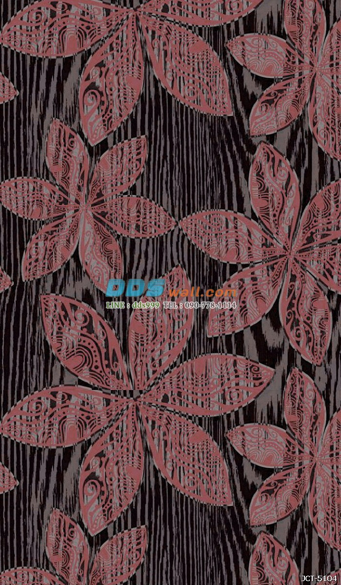 JCOE15-50 ลายดอกไม้ สไตล์โมเดิร์น สีชมพู พื้นหลังสีดำ