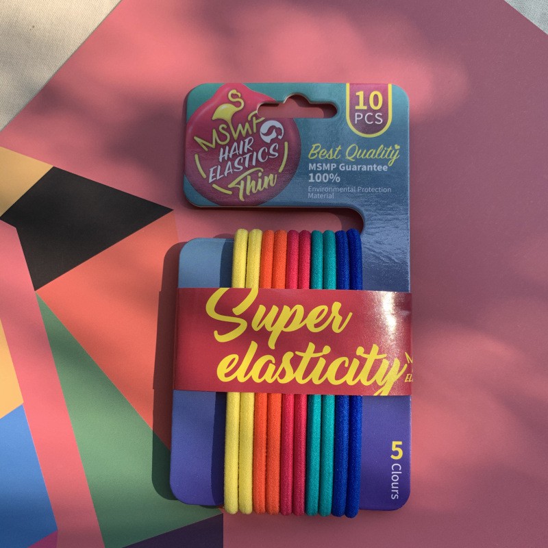 MUISUNGSHOP ยางรัดผมอย่างดี สไตล์เกาหลี super elastic เส้นใหญ่ ไม่ขาดง่าย 10ชิ้น / 5 สี