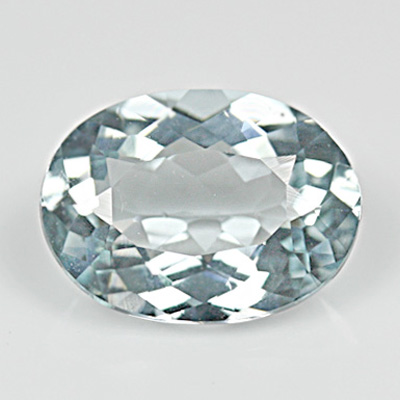 อความารีน (Aquamarine) 1.42 กะรัต รูปไข่ สีฟ้าอ่อน น้ำทะเล
