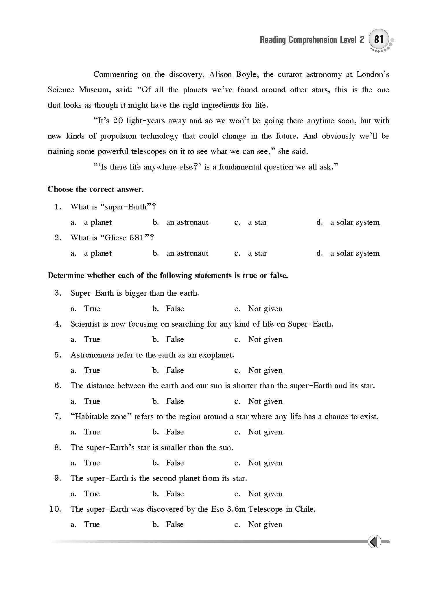 Reading Comprehension Level 2 (new)