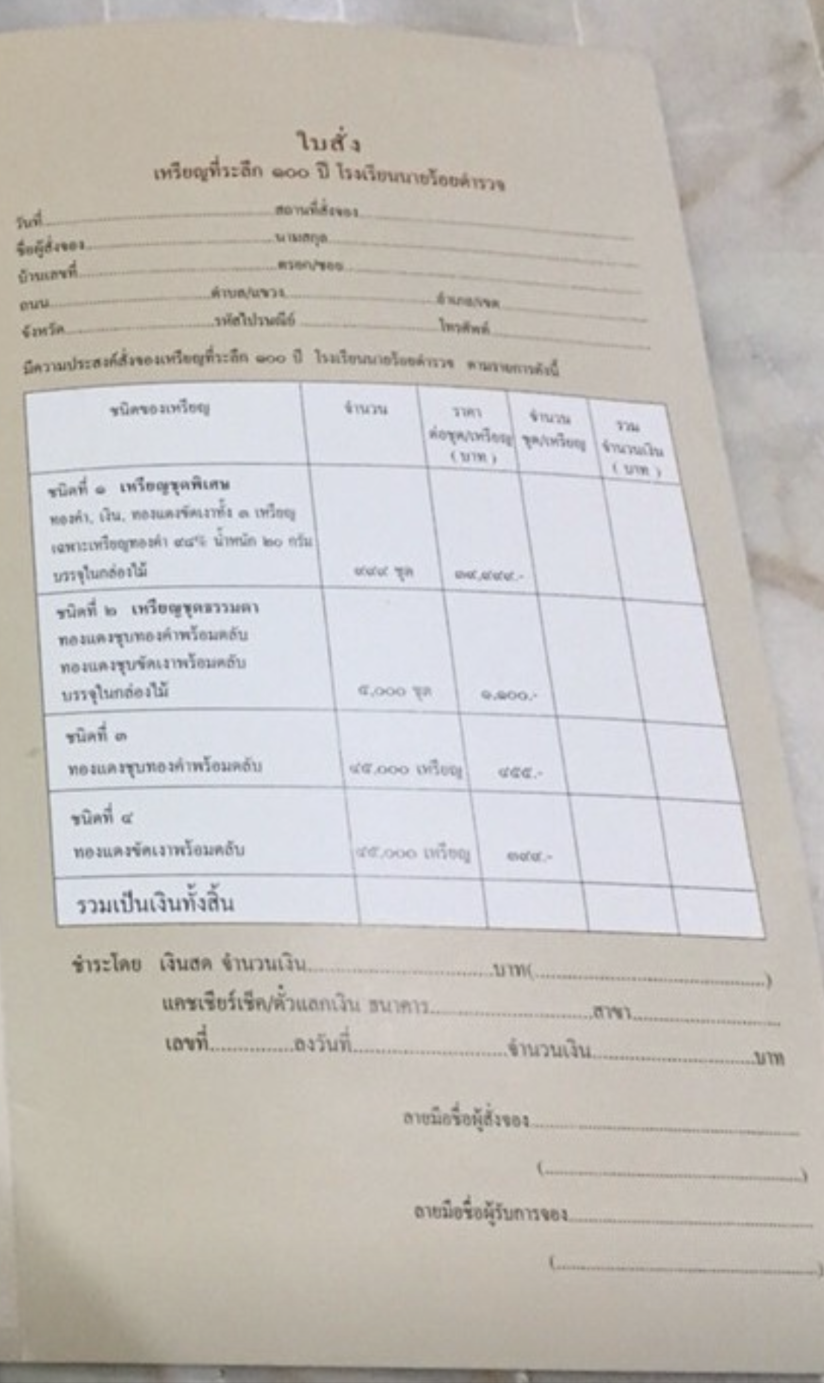 เหรียญที่ระลึก 100 ปี โรงเรียนนายร้อยตำรวจ เนื้อทองแดงชุบทองคำ ปี2545 พร้อมตลับ