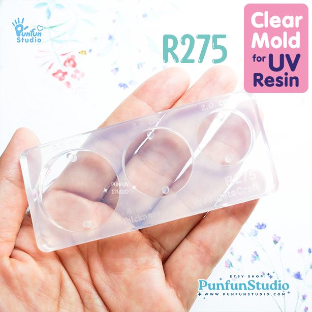 R275 2-Sided Hole Round Shape Mold / 3 in 1 / Size 3.0, 2.5, 2.0 CM / Clear Silicone Mold for UV Resin / Silicone Mold