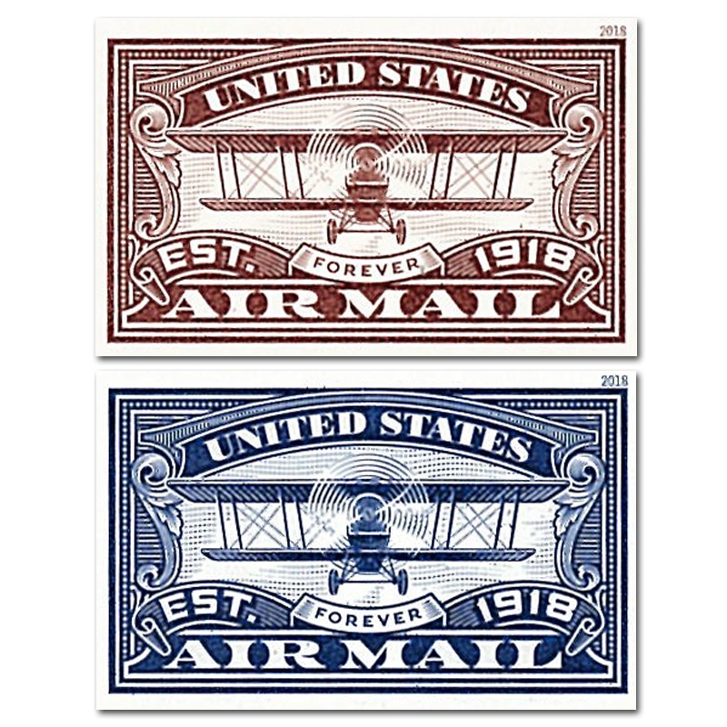 USA Stamp, 2018 United States Air Mail Red & Blue