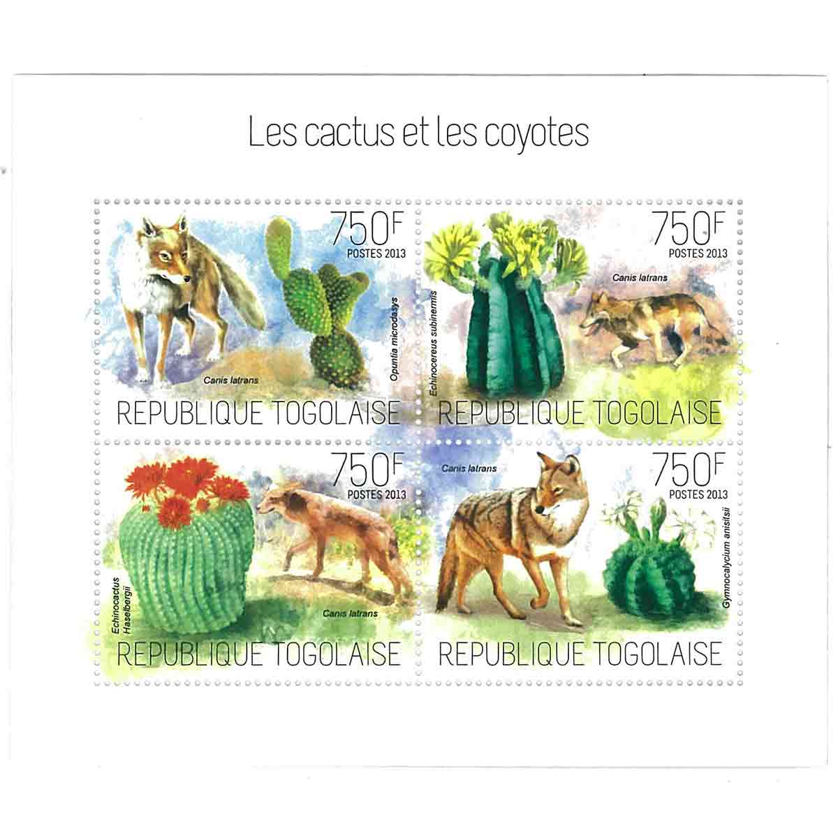 Togo Stamp, 2013 Cacti and Coyotes, Wildlife, Animals, Plant