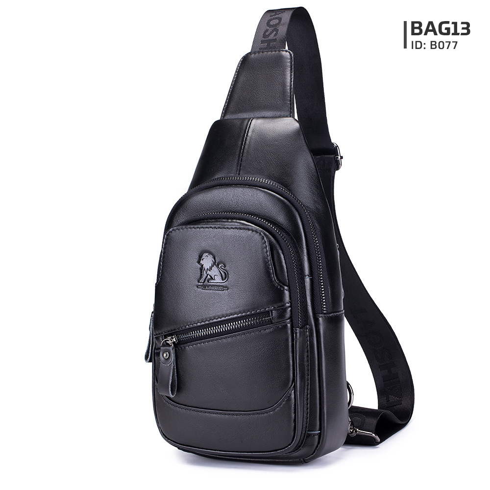 กระเป๋าคาดอกผู้ชาย หนังแท้100% พกพาสะดวก ใส่สมุด ใส่ iPad และของใช้ส่วนตัวได้ CODE:B077