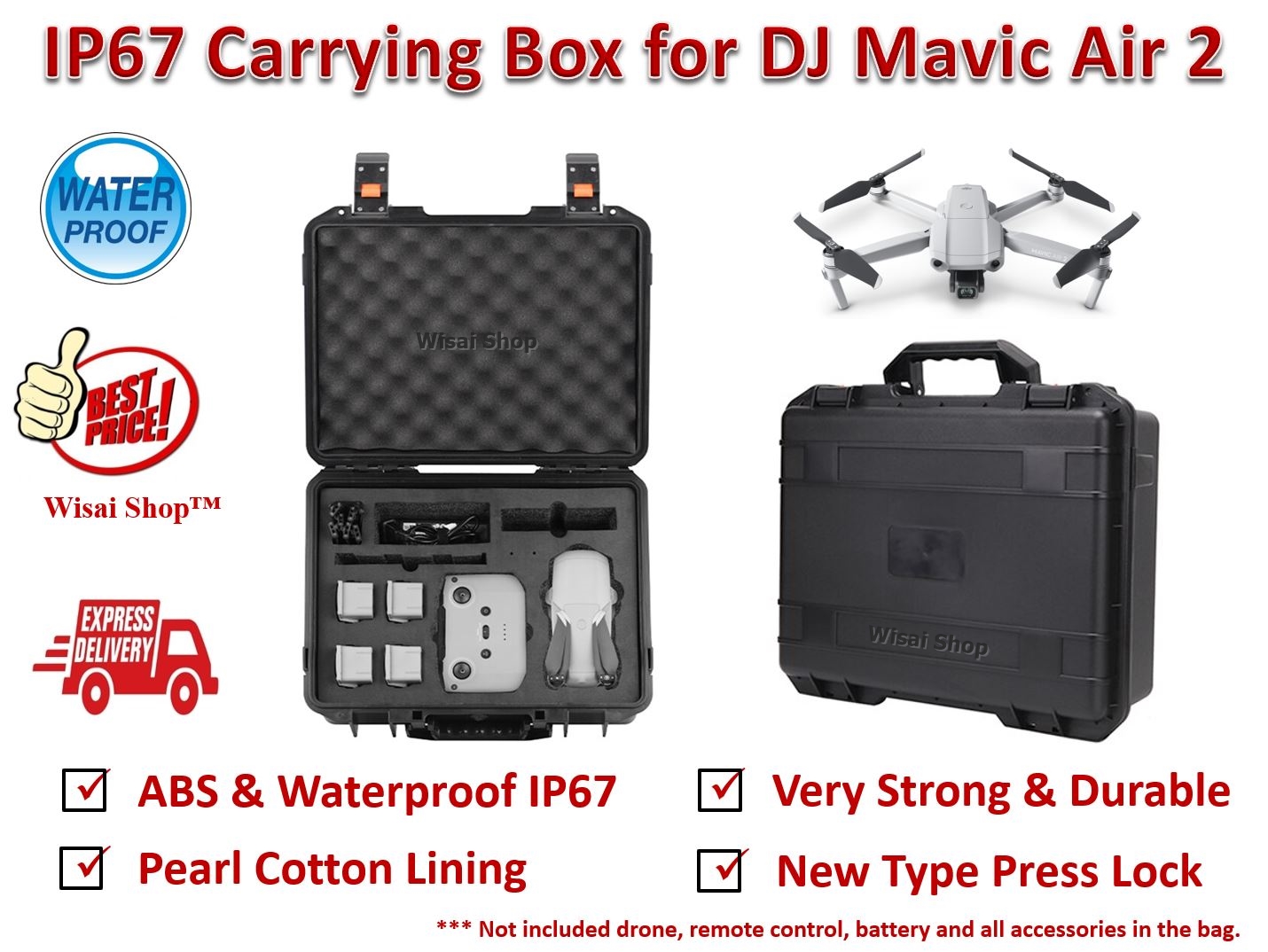 กระเป๋า Waterproof IP67 / Exposionproof Hard Shell Carrying Box / Handbag สำหรับ DJI Mavic Air 2