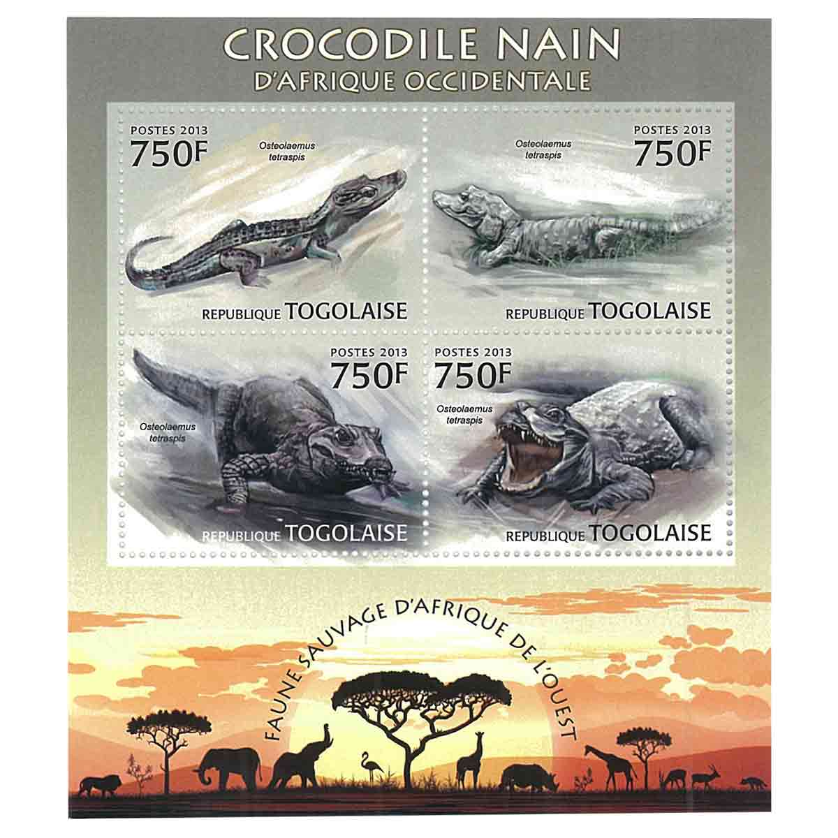 Togo Stamp, 2013 Dwarf Crocodile West African, Wildlife, Animals