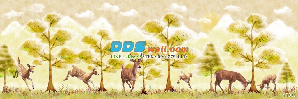 PRINT17-78 ภาพพิมพ์ ลายการ์ตูนภาพวาดรูปสัตว์ป่า