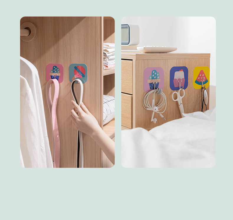 MUISUNGSHOP (1 ชิ้น) CM-HOOK ตะขอติดผนังลายการ์ตูน minimal