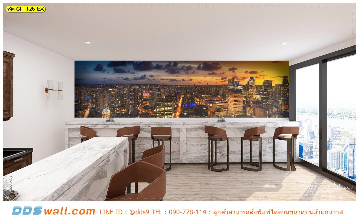 รับติดวอลเปเปอร์ติดผนังภาพวิว ตกแต่งร้านคาเฟ่ ด้วยภาพพิมพ์ลายบ้านเมือง ทำให้มีความโดดเด่นมากขึ้น
