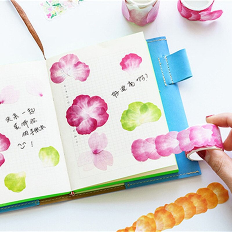 MUISUNGSHOP Washitape เทปลายดอกไม้ ตกแต่งการ์ด เทปการ์ตูน สำหรับตกแต่ง DIY มาส์กกิ้งเทป