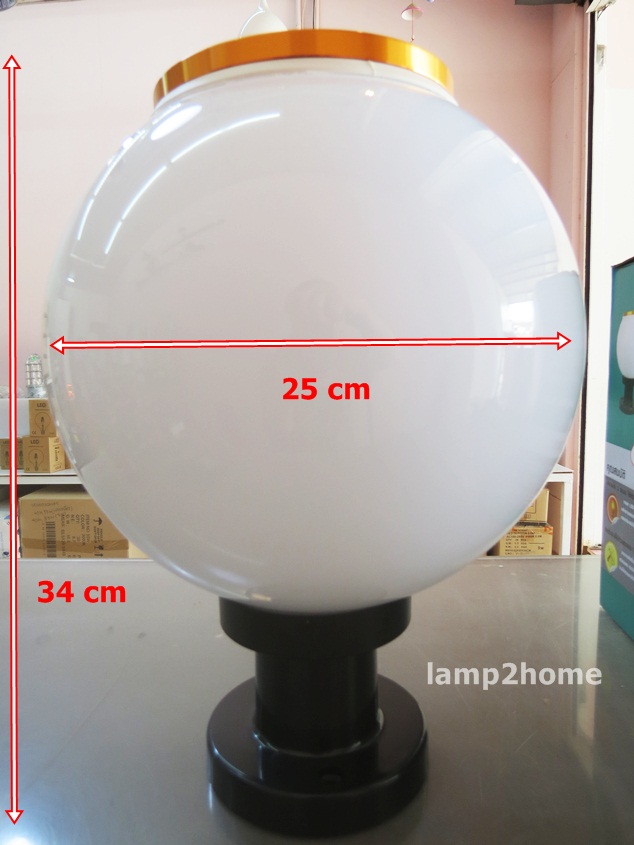 โคมไฟหัวเสาโซล่าเซลล์ 2 สี แบบกลม 10 นิ้ว