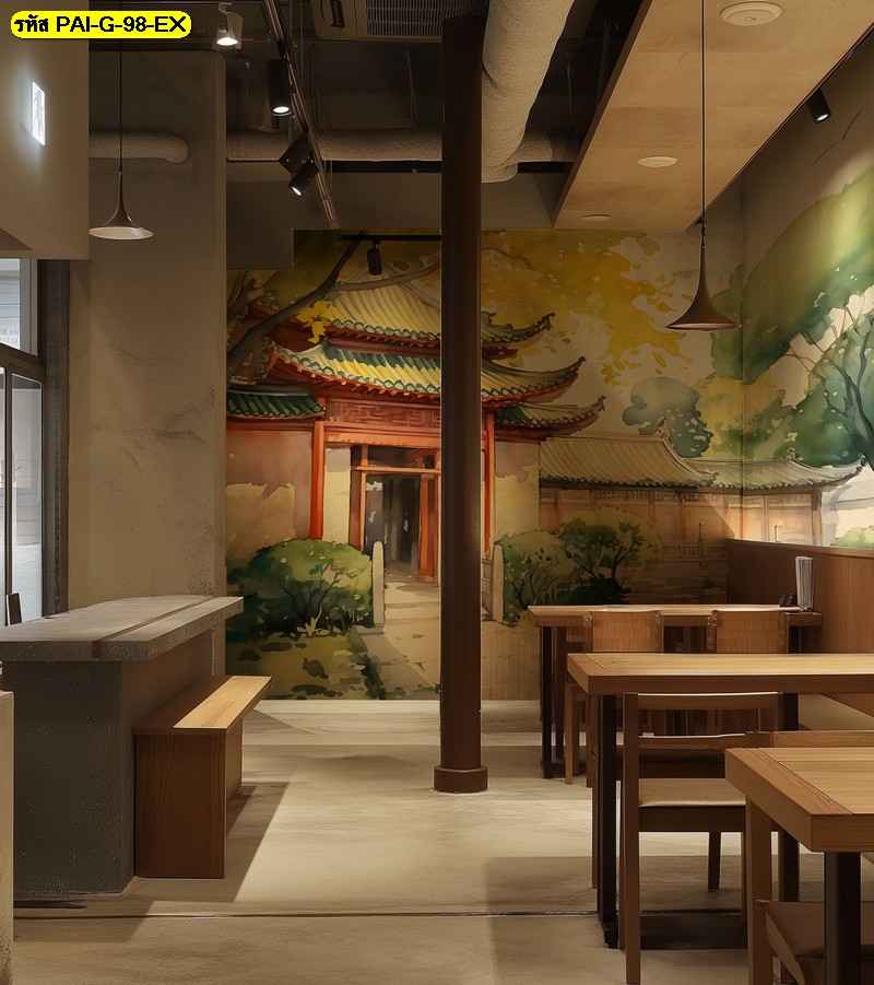 วอลเปเปอร์สั่งผลิต ภาพทางเข้าวัดจีน ออกแบบ สร้างความรู้สึกสง่างามแบบโบราณ