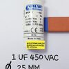 ขาย 1UF450V AC CAP RUN แคปรัน คาปาซิเตอร์รัน มีทรงกระบอกสีขาว ยี่ห้อ COMAR เป็นหางปลา เส้นผ่านศูนย์กลาง25มม.สูง59มม. CAPACITOR RUN 1UF450V 1MFD450V AC ราคา ตัวละ . . . . บาท